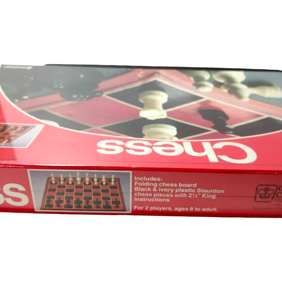 Vintage Chess Set W/ Folding Board Full Size Chess Pieces Classic Strategy Game - Picture 4 of 10